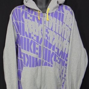 NIKE Vintage Men Full Zip Hoodie 2XL Heather gray